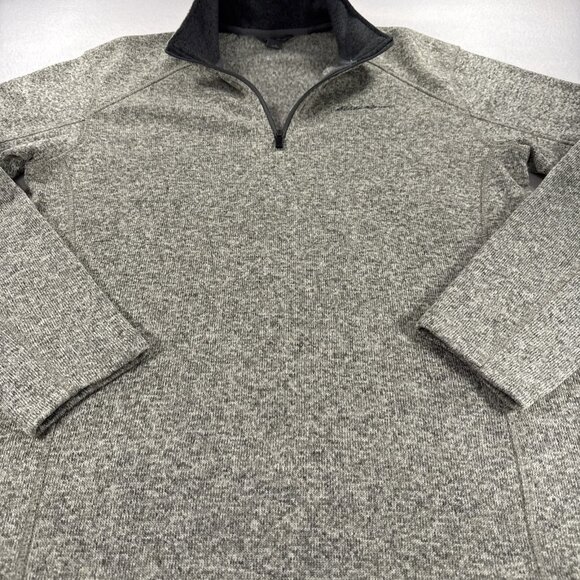 Eddie Bauer Pullover Sweater mens size L 1/4 zip Knit gray Mock Neck - Picture 2 of 8